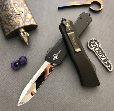 Marfione Combat Troodon OTF Purple Haze Accents Recurve Mirror Polish M390