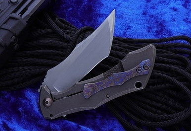 Jonathan McNees "Unnamed" Prototype Timascus Clip Tanto Hand Rubbed Satin 2018
