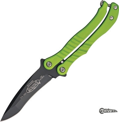 MICROTECH METALMARK BALISONG BUTTERFLY ZOMBIE GREEN ALUMINUM