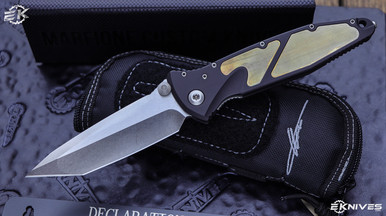 Marfione Custom Socom Elite Brass Inlay 4" Tanto Stonewash