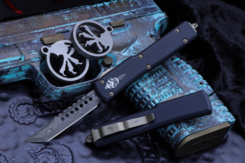 Microtech UTX-70 Black Signature OTF Hellhound Tanto Damascus 419-16