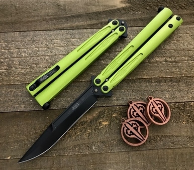 Microtech Tachyon III Balisong Green SE DLC Black 173-1DLCLG