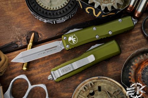 Microtech UTX-85 Spartan OTF Automatic Knife OD Green 3.1\" Apocalyptic Stonewash  230-10APOD