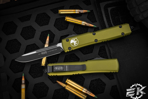Microtech Ultratech OTF Automatic Knife OD Green 3.4\" Drop Point Black 121-1OD