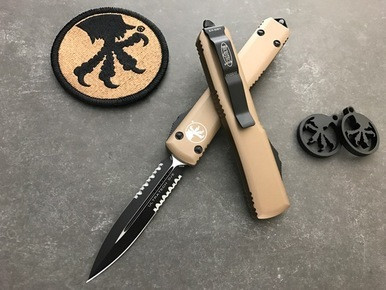Microtech Ultratech Tan Contour DE Black Serrated 122-2TA