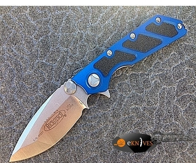 MICROTECH DOC FLIPPER BLUE ALUMINUM M/A 3.75" STONEWASH PLAIN 153-10BL