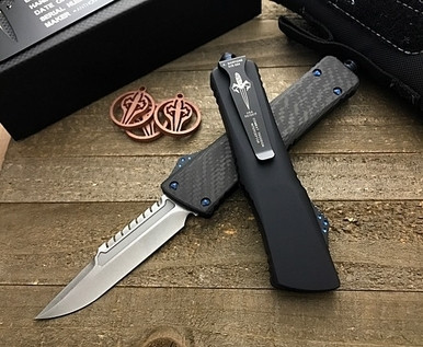Microtech Marfione Combat Troodon Interceptor CF Blue Ringed M390 Stonewash