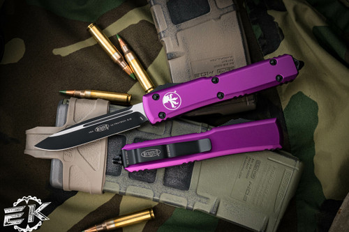 Microtech Ultratech OTF Automatic Knife Violet 3.4" Drop Point Black 121-1VI