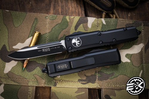 Microtech UTX-85 OTF Automatic Knife 3.1\" Drop Point Black 231-1T