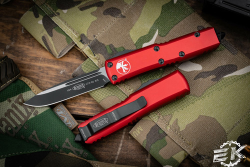 Microtech UTX-85 OTF Automatic Knife Red 3\" Drop Point Black Tactical 231-1RD 