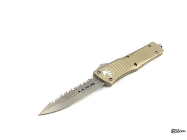 MICROTECH COMBAT TROODON TAN D/E BEAD BLAST SERRATED 142-9TA