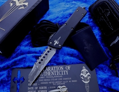Marfione Custom Combat Troodon Warhound DLC Ringed Hardware CTS-XHP Nichols Damascus