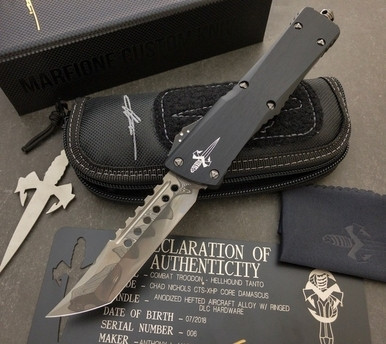 Marfione Combat Troodon Hellhound Tanto DLC Ringed Hardware Nichols XHP Damascus