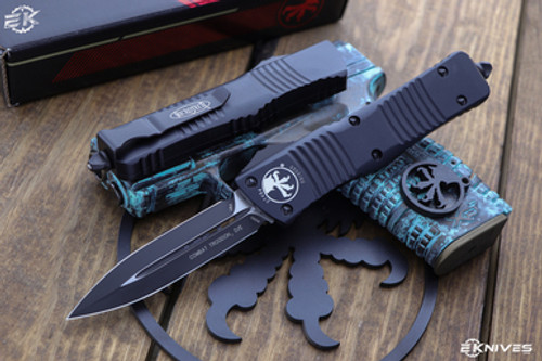 Microtech Combat Troodon Black OTF Automatic Knife 3.8" Dagger Black 142-1T