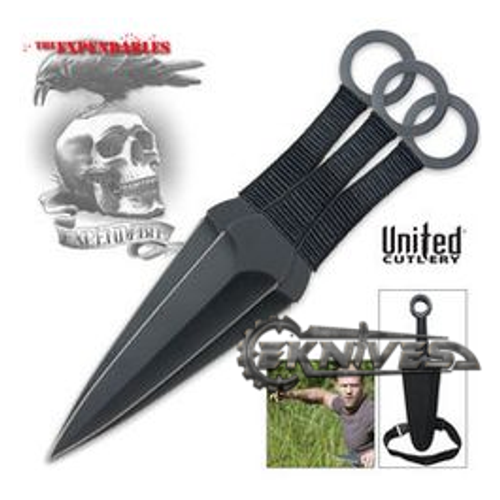 EXPENDABLES KUNAI 3 PIECE THROWING KNIVES UNITED CUTLERY UC2772