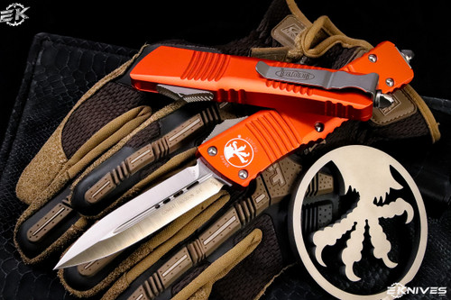 Microtech Combat Troodon OTF Automatic Knife Orange 3.8\" Dagger Satin 142-4OR