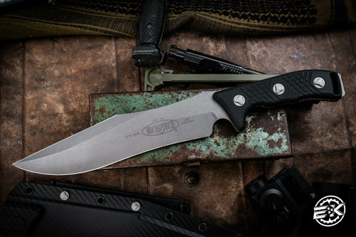 Microtech Arbiter Fixed Blade Knife Black Polymer 8.75" M390 Apocalyptic Stonewash 104-10AP