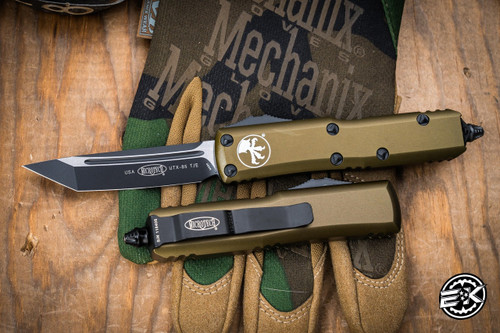Microtech UTX-85 OTF Automatic Knife Green 3\" Black Tanto 233-1OD