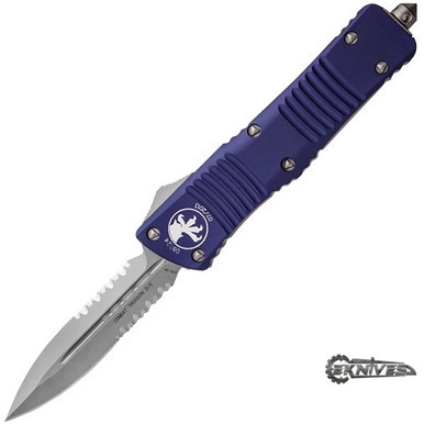 MICROTECH COMBAT TROODON PURPLE OTF D/E BEAD BLAST COMBO 142-8PU