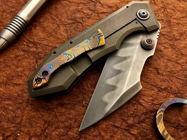 Jonathan McNees JVO Design Nightshade Anodized Accents MokuTi Clip W2 Hamon 2018 Blade Show
