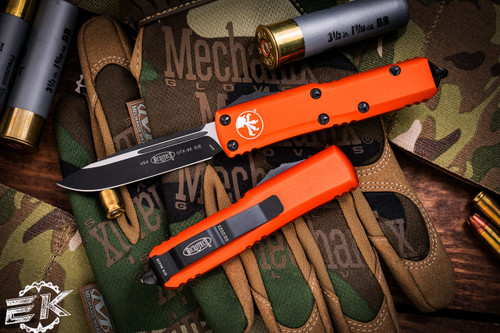 Microtech UTX-85 OTF Automatic Knife Orange 3.1\" Drop Point Black 231-1OR