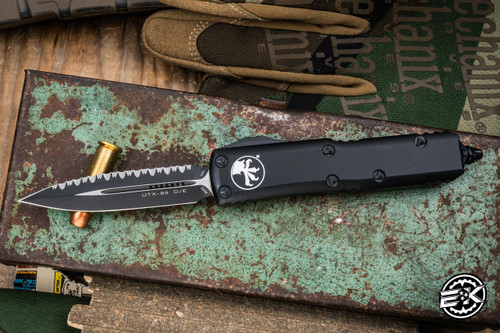 Microtech UTX-85 OTF Automatic Knife Black Tactical 3.1\" Serrated Dagger Black 232-3T