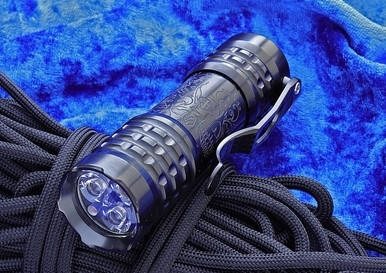 Ti2 Design/CWF Pele' Borka Blades Skull Etch Flashlight DLC Titanium 2018 USN GX