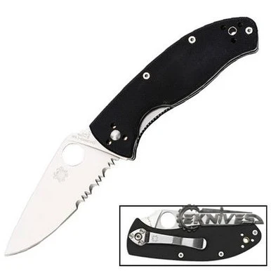 Spyderco Tenacious Folding Knife G-10 3.375" Satin Serrated C122GPS