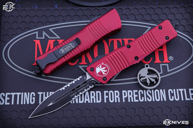 Microtech Combat Troodon Red OTF D/E 3.8" Dagger Serrated 142-2RD