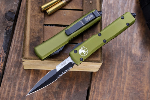  Microtech Ultratech OTF Automatic Knife OD Green 3.4" Bayonet Serrated Black 120-2OD