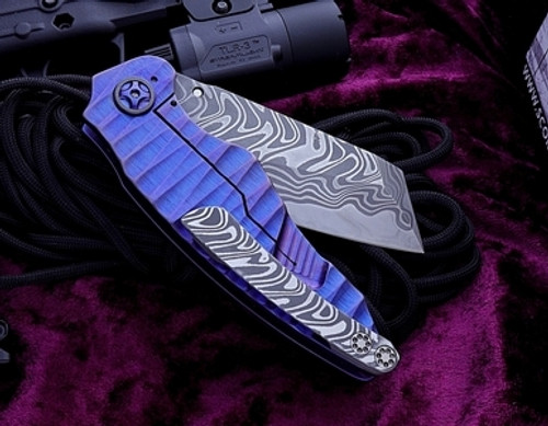 Scorpion 6 Knives Overfall Custom Purple Milled Titanium Armor Core Damascus 2018