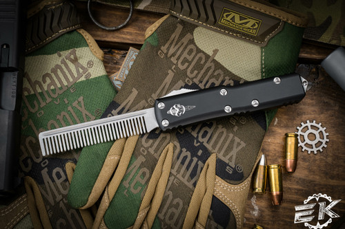 Microtech Marfione Custom Tactical UTX-85 Beard Comb Black 3.1" Comb Stonewash