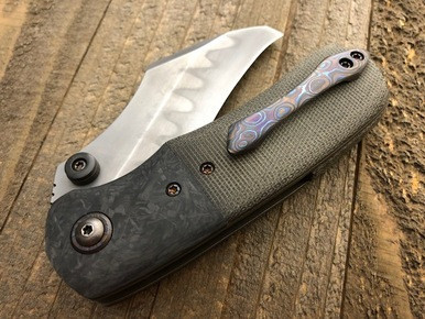 Jonathan McNees Hawkbill Prototype Marble Carbon Fiber/Micarta ZircuTi Accents W2 Hamon Hawkbill