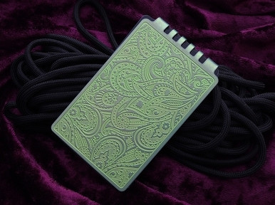 Ti2 Design Minimalist Titanium Green Paisley Etched Wallet Money Clip