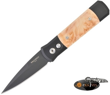 PROTECH GODSON AUTOMATIC MAPLE BURL BLACK PLAIN 707
