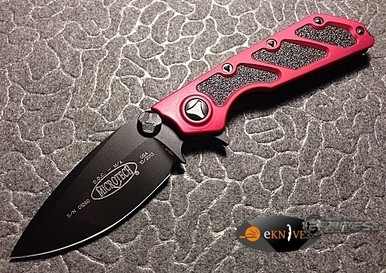 MICROTECH DOC FLIPPER M/A RED ALUMINUM 3.75" BLACK PLAIN 153-1RD