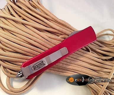 MICROTECH ULTRATECH RED TANTO BEAD BLAST 3.4" SERRATED 123-9RD