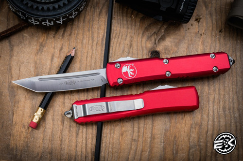 Microtech Ultratech OTF Automatic Knife Red 3.4\" Tanto Satin 123-4RD