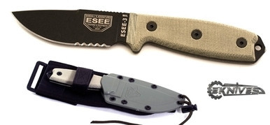 ESEE MODEL 3 MIL P GREEN MICARTA COMBO OD SHEATH