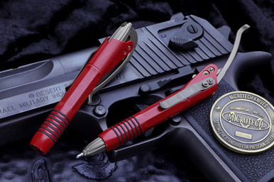 Microtech Siphon II Red Stainless Pen Bronze Accents 401-SSRDBZ