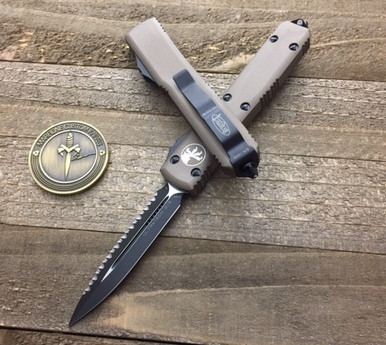 Microtech Ultratech Tan Contour DE Black Serrated 122-3CCTA