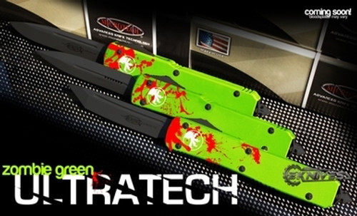 2015 MICROTECH ULTRATECH ZOMBIE GREEN OTF AUTOMATIC TANTO 3.4" BEAD BLAST SERRATED 123-9Z