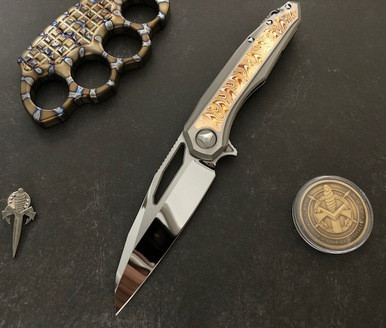 Marfione Custom Super Sigil MK6 Mokume Inlay M390 Mirror Polish