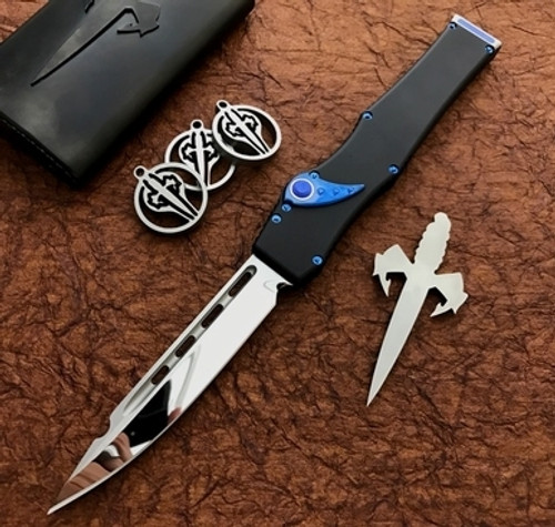 Microtech Marfione Halo V Custom Blue Accents SE Mirror Polish M390