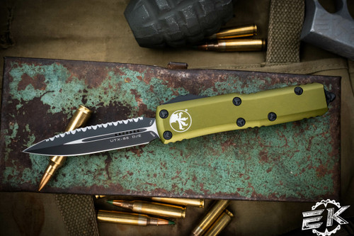 Microtech UTX-85 OTF Automatic Knife OD Green 3.1\" Dagger Black Serrated 232-3OD