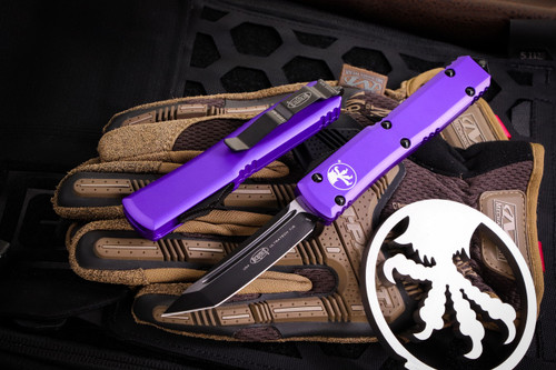 Microtech Ultratech OTF Automatic Knife Purple 3.4\" Tanto Black 123-1PU