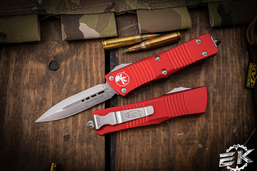 Microtech Troodon OTF Automatic Knife Red 3\" Dagger Satin 138-4RD