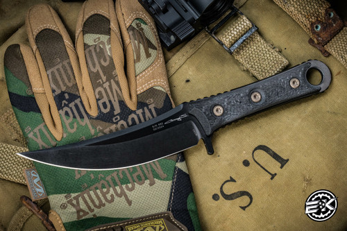 Microtech Borka SBK Fixed Blade Knife Carbon Fiber 5.25\" Persian Black DLC 200-1DLCCFS