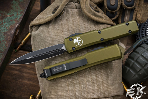 Microtech Ultratech OTF Automatic Knife OD Green 3.4\" Dagger Black 122-1OD