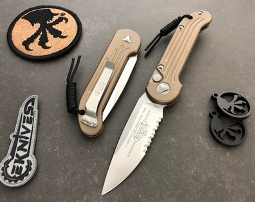 Microtech LUDT Tan Auto M390 Satin Serrated 135-5TA